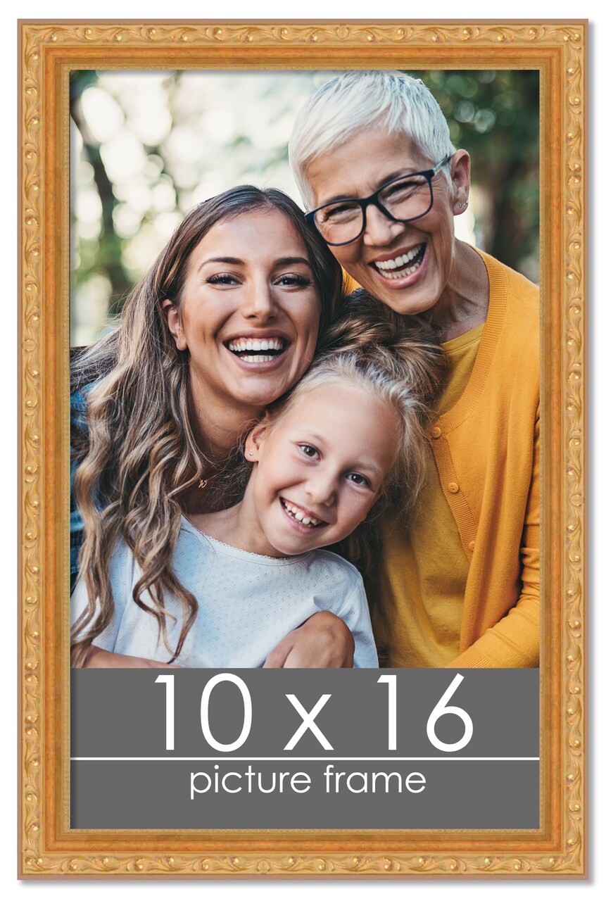 10x16 Museum-Quality Picture Frame with UV-Resistant Acrylic & Acid-Free Backing, Available in 4 Finishes - Gold, Silver, Bronze, and Black